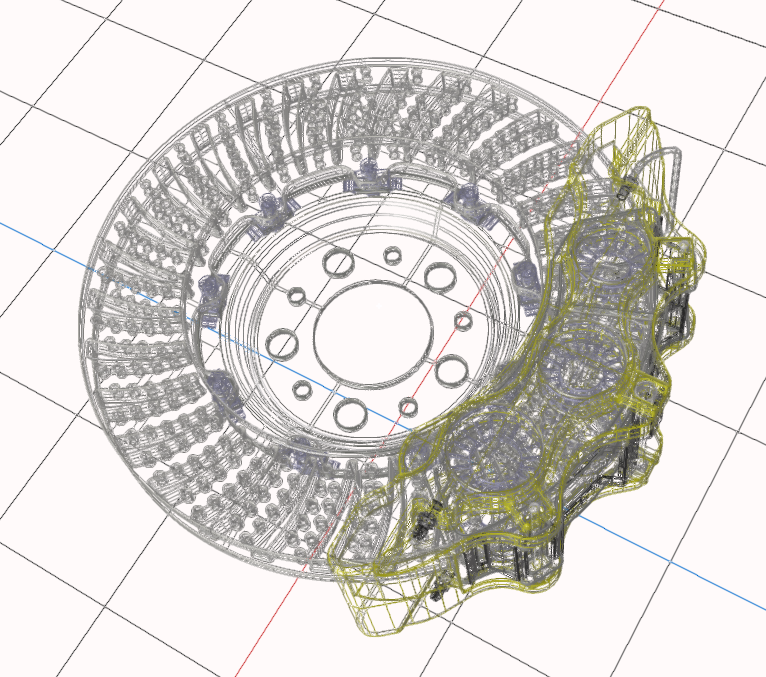 The original brake disk model contains CAD geometries.